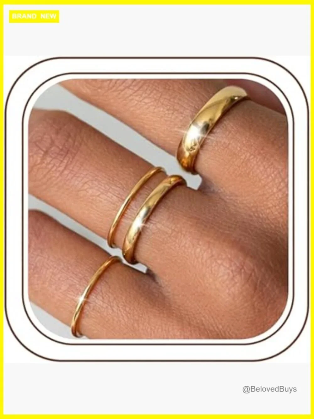 Stackable Thin Gold Filled Rings Set 4pcs 1-5mm Stacking Band